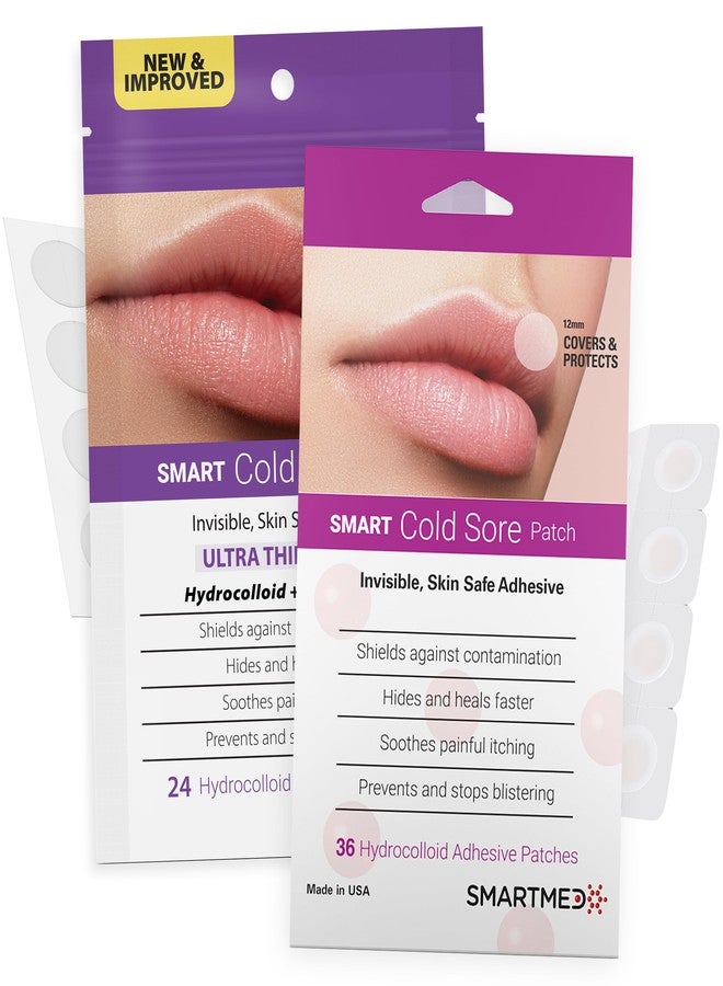 SMARTMED Cold Sore Treatment Patch Duo | 60 Patches – Large Ultra Thin 15mm & Original Thin 12mm | Clear Cold Sore Cover, Protects & Speeds Healing, Lip Blisters - Image 1